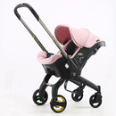 Carrinho Dobrável Slim 3 em 1 Amor Maternal – Rosa, Vermelho, Cinza e Preto, Conforto Extremo, Flexível e Seguro