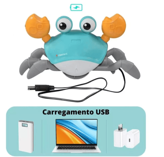 Caramexo - Caranguejo Estimulador de Movimentos Amor Maternal – Brinquedo Interativo com Luz e Música