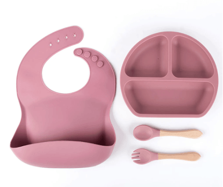 Kit de Louça de Silicone +Babador- Hora do Almoço