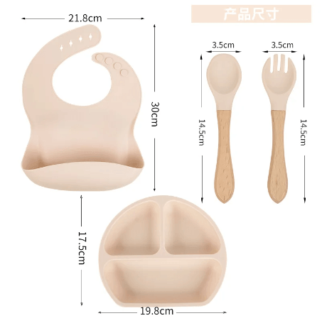 Kit de Louça de Silicone +Babador- Hora do Almoço