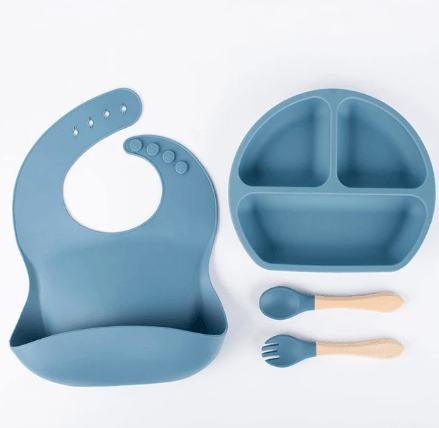 Kit de Louça de Silicone +Babador- Hora do Almoço