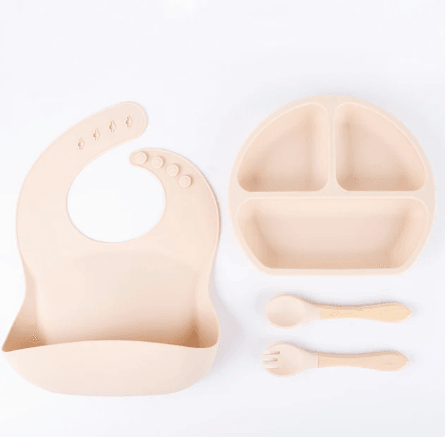Kit de Louça de Silicone +Babador- Hora do Almoço