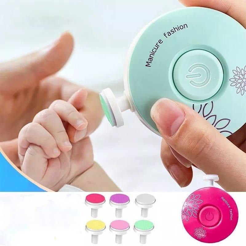 Aparador de Unhas Elétrico para Bebês Amor Maternal – Verde e Rosa, Silencioso, Seguro e Resistente, com Lixas para Cada Idade
